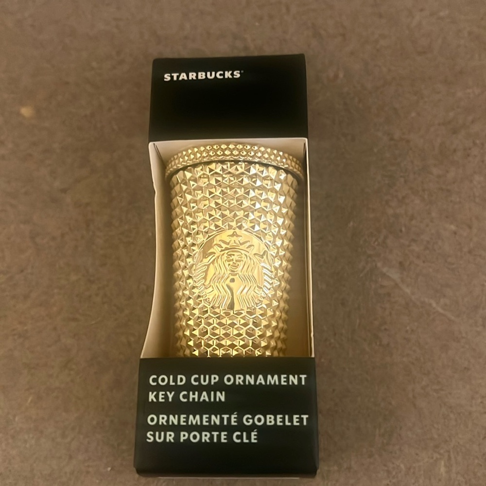 Starbucks 2022 Winter Collection Gold Studded Mini Tumbler Keychain